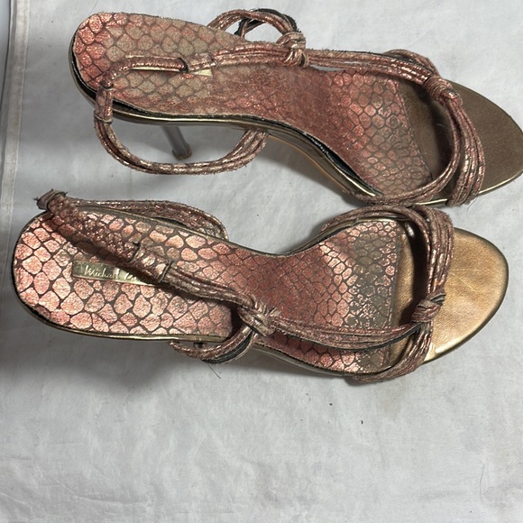 Michael Antonio Bronze Metalic Open toe knot slingback heels Size 9 - Picture 6 of 14